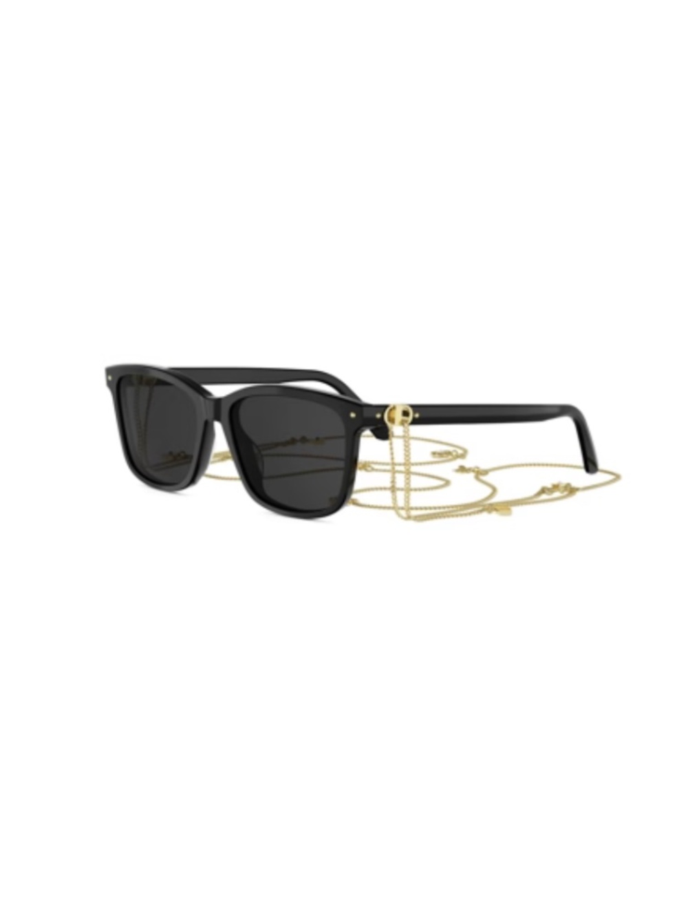 Dior Black Frame Sunglasses with Gold Chain